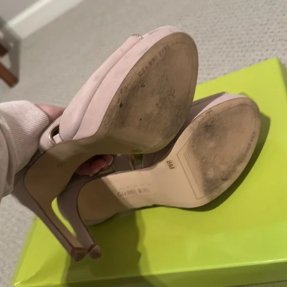 Gianni Bini Geordannah Platform Heeled Sandals Nude Taupe Rose Gold Womens 8 EUC - Picture 6 of 8